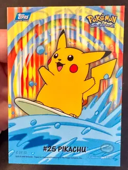 Surfing Pikachu #25 2000 Topps Pokemon TV Animation Series 2 Pokemon Card - Nm - Image 2
