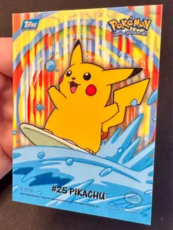 Surfing Pikachu #25 2000 Topps Pokemon TV Animation Series 2 Pokemon Card - Nm - Image 3
