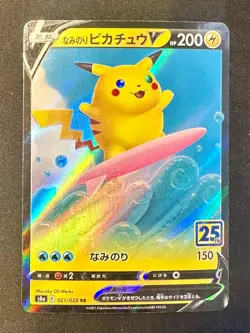 Surfing Pikachu V 021/028 s8a Japanese 25th Anniversary Pokemon Card Full Art Nm - Image 1