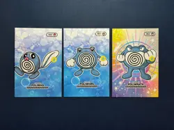 Pokemon Pocket Book Set Poliwag Poliwhirl Poliwrath Cracked Ice Holo 3 Card Set - Image 1