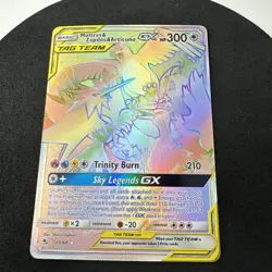 Moltres & Zapdos & Articuno GX 69/68 Rainbow Rare Hidden Fates Pokemon Card - Image 1