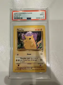 Pokemon Game Base II #87 Pikachu Card PSA 9 Mint - Image 1