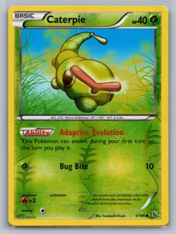 Caterpie XY - Flashfire #1/106 Common,Reverse Holo Pokemon Card - Image 1