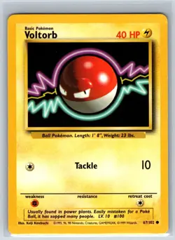 Voltorb 67/102 Common Base Set Unlimited Pokemon Lightly Played - Image 2