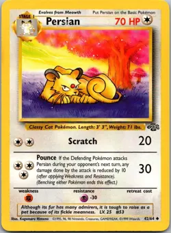 Persian 42/64 Uncommon Jungle Pokemon Unlimited Near Mint - Image 1