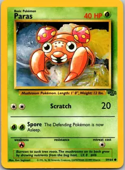 Paras 59/64 Common Jungle Pokemon Unlimited Near Mint - Image 1