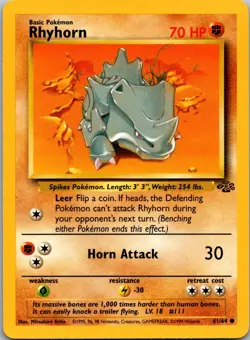 Rhyhorn 61/64 Common Jungle Pokemon Unlimited Near Mint - Image 1