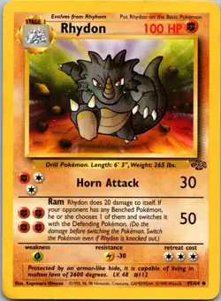Rhydon 45/64 Uncommon Jungle Pokemon Unlimited Near Mint - Image 1