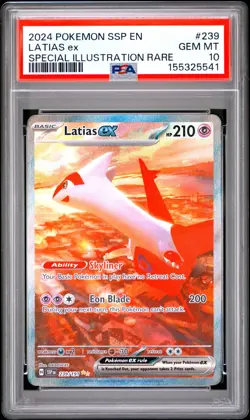 2024 POKEMON SSP EN-SURGING SPARKS SPECIAL ILLUSTRATION RARE LATIAS EX PSA 10 - Image 1