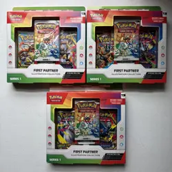 3x First Partner Illustration Collection Series 1 Boxes: Pokemon - New & Sealed - Image 1