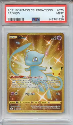 PSA 9 Mew Gold Secret Rare 025/025 Celebrations 25th Anniversary Pokemon - Image 1
