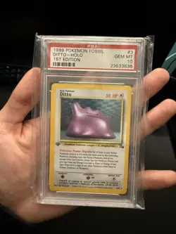 Pokemon 1999 Fossil 1st Edition Ditto Holo #3 PSA 10 GEM MINT - Image 1