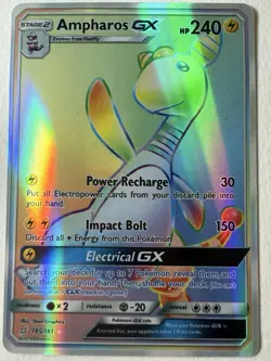 $55 Ampharos GX 185/181 Team Up Rainbow Secret Rare Holo Near Mint NM Pokemon - Image 1