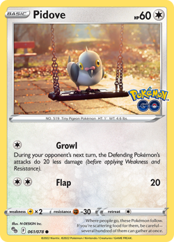 Pidove 061/078 Common Pokemon GO Pokemon NM/M *ITALIAN - RARE* - Image 3