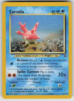 Corsola 37/75 Uncommon Neo Discovery Pokemon Unlimited Lightly Played - Image 1