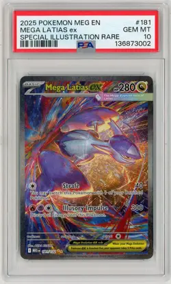 Mega Latias EX 2025 Pokemon Mega Evolution #181 Special Illustration Rare PSA 10 - Image 1