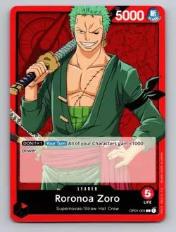 Roronoa Zoro OP01-001 Romance Dawn Leader Near Mint - Image 1