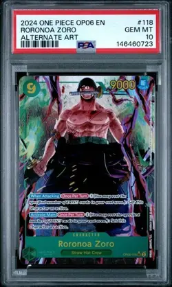 2024 One Piece Op06-Wings Of The Captain Roronoa Zoro Alternate Art PSA 10 #118 - Image 1