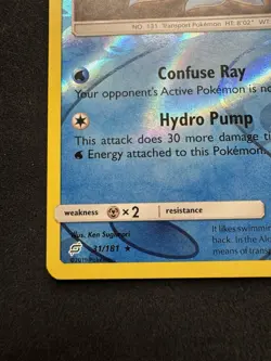 Pokemon TCG Lapras 31/181 Sun & Moon Team Up Reverse Holo Rare LP - Image 4