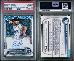 2025 1st Bowman Brody Hopkins Mini Diamond ON CARD Auto /100 PSA 10 Rays POP 5! - Image 2