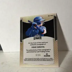 Leaf Metal Mike Sirota Autograph Serial #9/25 Baseball Card BA-MS1 2025 - Image 2