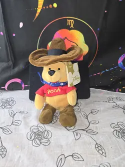 NEW The Disney Store Cowboy Winnie the Pooh Mini Bean Bag Plush Toy NWT - Image 1