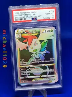 2022 POKEMON SWORD & SHIELD BRILLIANT STARS SECRET FULL ART/SHAYMIN VSTAR PSA 10 - Image 1