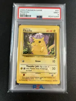 Pokemon PSA 9 PIKACHU 87/130 - BASE SET 2 - COMMON NON HOLO - MINT - Image 1