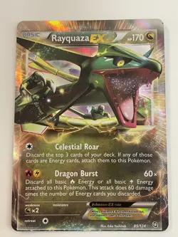 RAYQUAZA EX 85/124 Pokemon Dragon’s Exalted Miscut Alignment Dot Error Card - Image 1