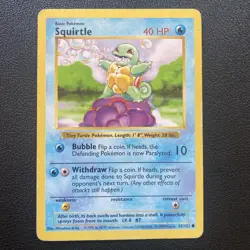 Pokemon Card - Squirtle Base Set (Shadowless) 63/102 Common HP - Image 1