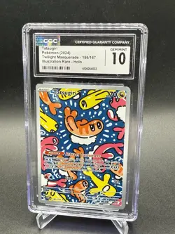 CGC 10 GEM MINT 2024 POKEMON TWM EN-TWILIGHT MASQUERADE #186/167 TATSUGIRI - Image 1