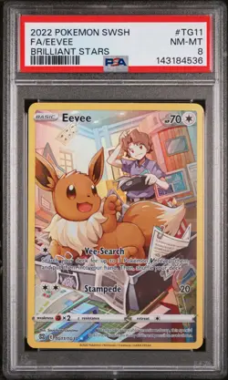 2022 POKEMON SWORD & SHIELD BRILLIANT STARS #TG11 FULL ART/EEVEE PSA 8 - Image 1