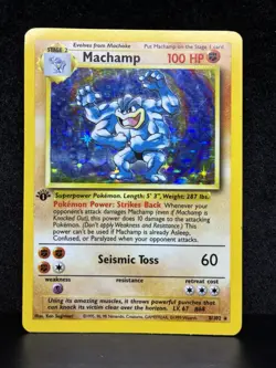 Pokemon TCG Machamp Holo Rare 1st Edition Base Set 8/102 MP/HP - Image 1