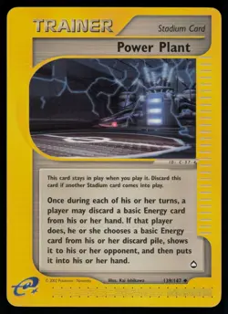 Power Plant 139/147 Uncommon Aquapolis Pokemon Lightly Played - Image 1