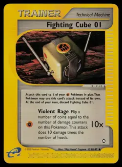 Fighting Cube 121/147 Uncommon Aquapolis Pokemon Lightly Played - Image 1
