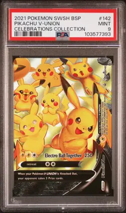 Pokemon Pikachu V-Union SWSH142 PSA 9 Mint Celebrations Promo 2021 - Image 1