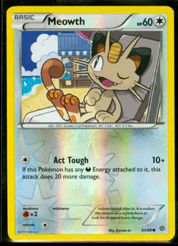 Pokemon MEOWTH 61/98 - XY Ancient Origins - Rev Holo - MINT - Image 1