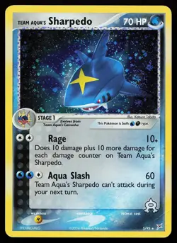 Team Aqua's Sharpedo 5/95 Holo Team Magma vs Team Aqua Pokemon Card creased - Image 1