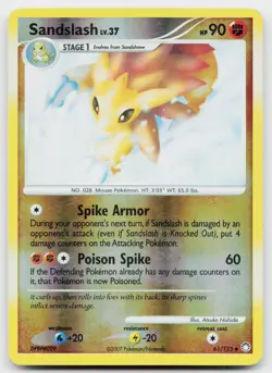 Sandslash 61/123 Uncommon Mysterious Treasures Pokemon Reverse Holo LP - Image 1