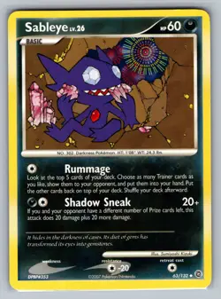 Sableye Secret Wonders #63/132 Uncommon Pokemon Card - Image 1