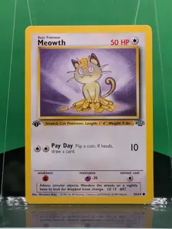 Meowth 56/64 1st Edition Jungle Set Common 1999 English Pokemon Card WoTC - Image 1