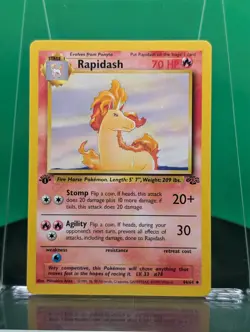 Rapidash 44/64 1st Edition Jungle Set Uncommon 1999 English Pokemon Card WoTC - Image 1