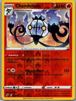 Chandelure 033/192 Holo Rare Rebel Clash Pokemon Reverse Holo Lightly Played - Image 1
