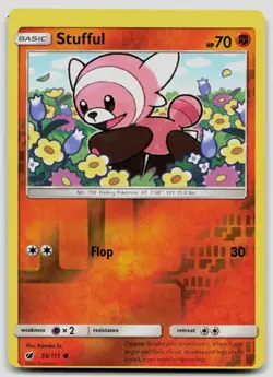 Stufful 55/111 Crimson Invasion Reverse Holo Pokemon LP (error) - Image 1