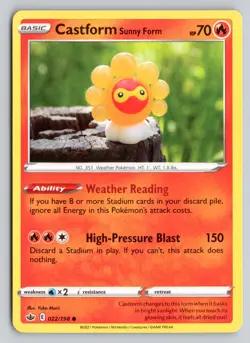 CASTFORM SUNNY FORM 022/198 COMMON CHILLING REIGN POKEMON NM - Image 1