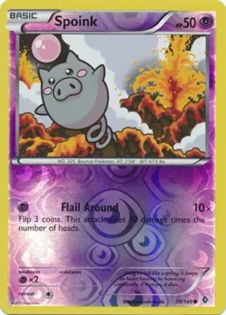 Pokemon - Spoink - 59/149 - Common - Reverse Holo - BW - Boundaries Crossed - NM - Image 1