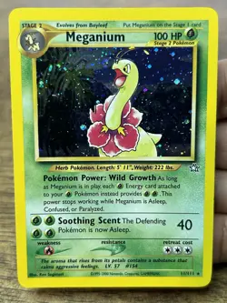 Meganium 11/111 Neo Genesis Holo Rare WOTC Pokemon Card NM/LP - Image 3