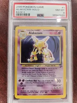 Alakazam Base Set 2 Holo Pokemon Card WOTC NM Mint PSA 8 - Image 1