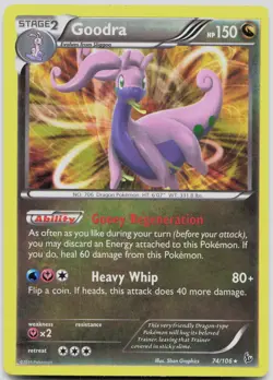 Goodra 74/106 Holo Rare Flashfire Pokemon Heavily Played - Image 1