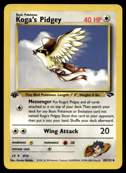 Koga's Pidgey 49/132 Uncommon Gym Challenge Pokemon 1st Edition Lightly Played - Image 1